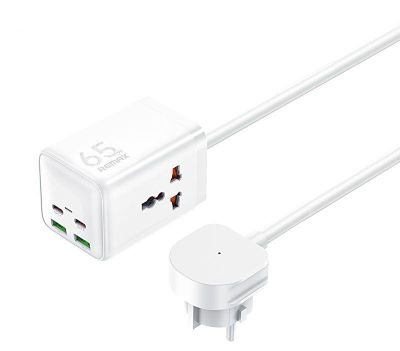 Remax gan predlžovacia zásuvka 65 w RP-U157 2×usb+2×usb-c 1,5 m biela