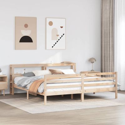 vidaXL Posteľný rám s čelom 200x200 cm masívna borovica
