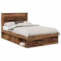 vidaXL Rám postele Staré drevo 135 x 190 cm Masívne borovicové drevo