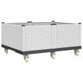 vidaXL Záhradný kvetináč s kolieskami biely 100x80x54 cm PP