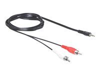 Audio kábel - RCA x 2 s kolíkmi (samec) do mini-phone stereo 3.5 mm s kolíkmi (samec) - 10 m - čierna