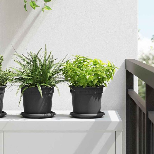 vidaXL Kvetináče 24 pcs Čierna Ø 15 x 12 cm Plast