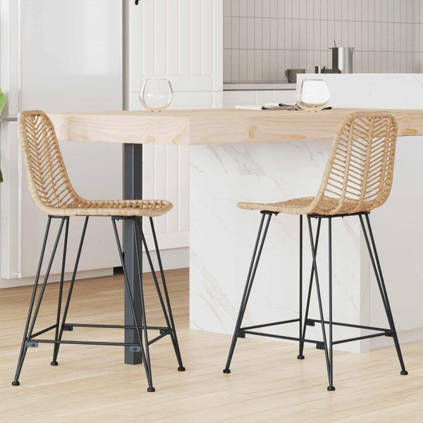 vidaXL Barová stolička 2 pcs 44,5 x 54,5 x 97,5 cm Ratan a železo
