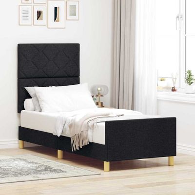 vidaXL Rám postele s čelnou doskou Čierna 80 x 200 cm látka