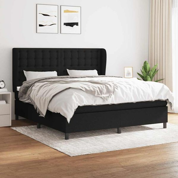 vidaXL Posteľný rám boxspring s matracom čierny 160x200 cm látka