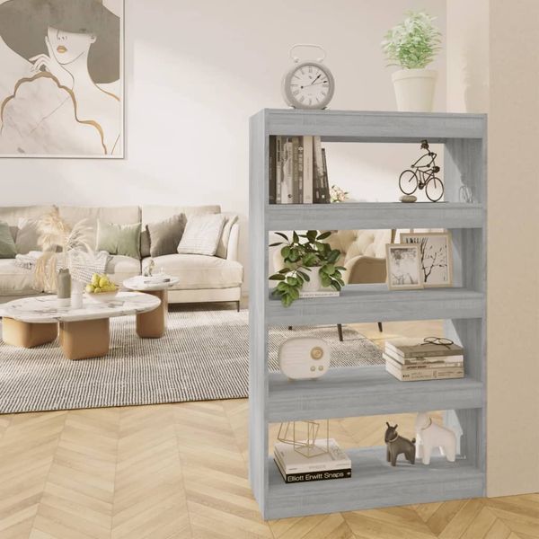 vidaXL Knižnica/deliaca stena sivá sonoma 80x30x135cm kompozitné drevo