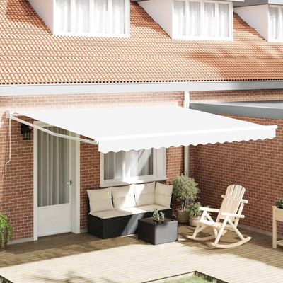 vidaXL Sklopná markíza Biela 400 × 300 cm 100% polyester a hliník