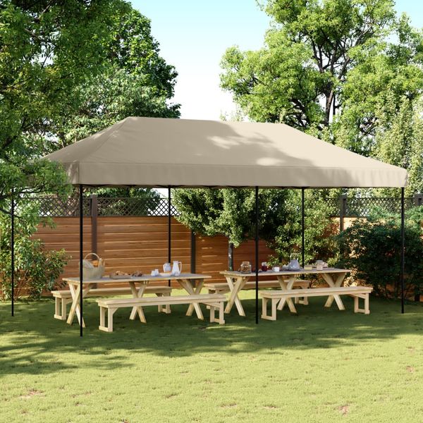 vidaXL Skladací pop-up párty stan sivohnedý 580x292x315 cm