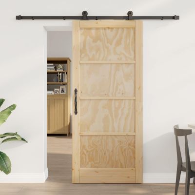 vidaXL Posuvné dvere Prírodná a čierna 86 x 198,5 cm Borovicový masív