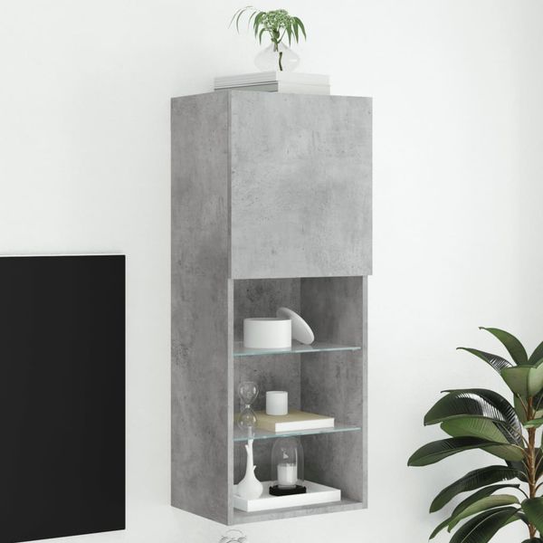 vidaXL TV skrinka s LED svetlami betónovo sivá 40,5x30x102 cm