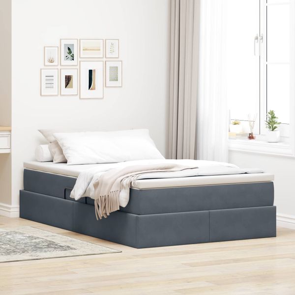vidaXL Postel s úložným prostorem a matrací Tmavo šedá 120 x 190 cm