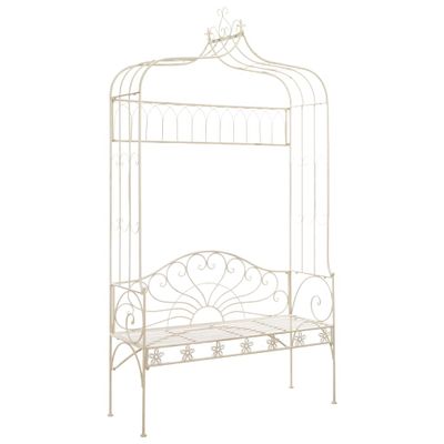 vidaXL Záhradná lavička 122 cm, železo, starožitná, biela