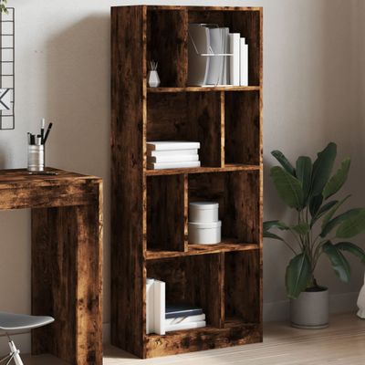 vidaXL Knižnica dymový dub 57x28,5x141 cm kompozitné drevo