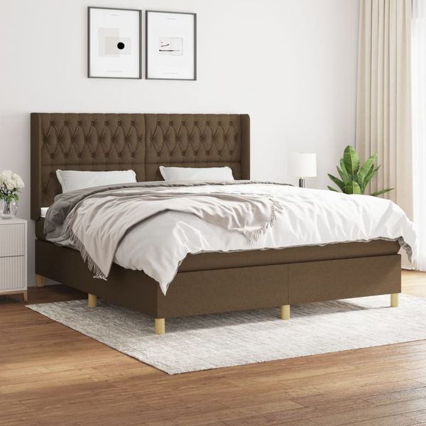 vidaXL Boxspring posteľ s matracom tmavohnedá 180x200 cm látka