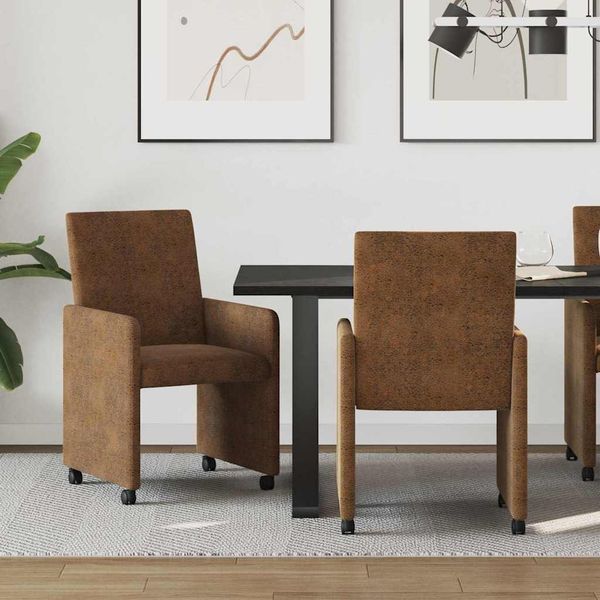 vidaXL Jedálenské stoličky na kolieskach 2 pcs Hnedá 57 x 66 x 94 cm