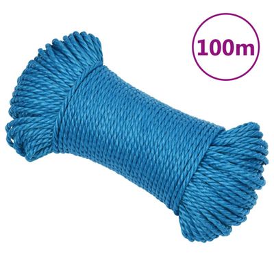vidaXL Pracovné lano modré 3 mm 100 m polypropylén