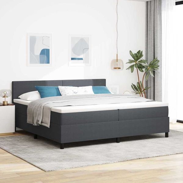 vidaXL Posteľ s pružinovým rámom Tmavo šedá a biela 200 x 200 cm
