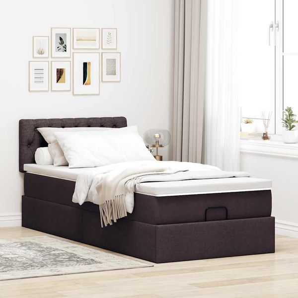 vidaXL Osmanský rám postele s matracom tmavohnedá 80x200 cm látka