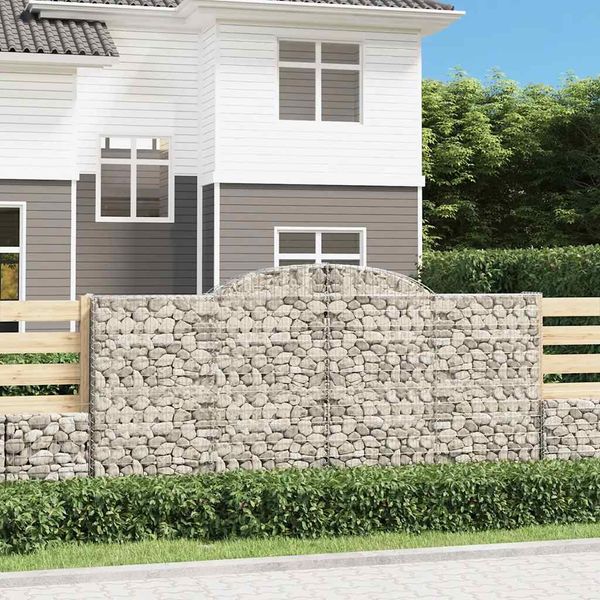 vidaXL Oblúkový gabionový kôš 300x50x140/160 cm pozinkované železo