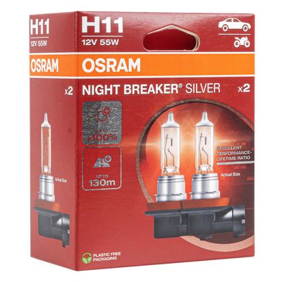 Halogénová žiarovka Osram H11 12V 55W PGJ19-2 NIGHT BREAKER SILVER+100% / 2ks