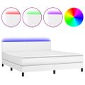 vidaXL Boxspring posteľ s matracom a LED biela 160x200 cm umelá koža