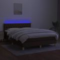 vidaXL Posteľ boxsping s matracom a LED tmavohnedá 140x200 cm látka