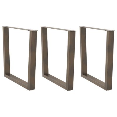 vidaXL Nohy k jedálenskému stolu v tvare V, 3 ks, prírodná oceľ, 80 x (72-73,3) cm, oceľ