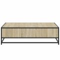 vidaXL Konferenčný stolík sonoma 100x100x30 cm kompozitné drevo a kov
