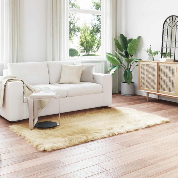 vidaXL Koberec z umelého ovčieho kožucha TAFALLA Krémová 100 x 200 cm