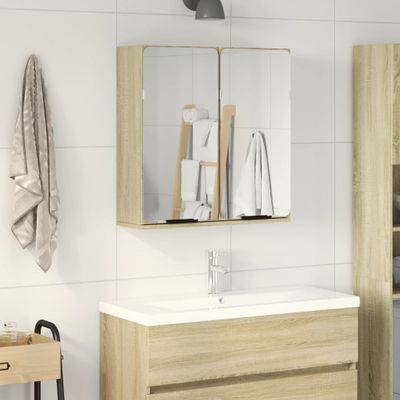 vidaXL Zrkadlová skrinka dub sonoma 64,5x20x66,5 cm, kompozitné drevo