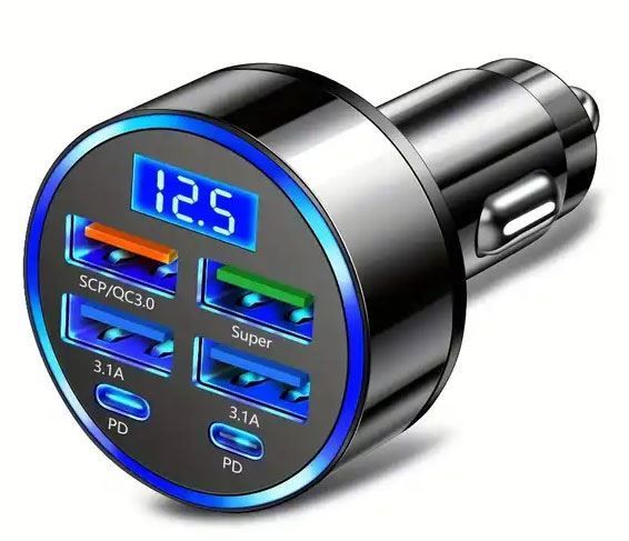 Autoadaptér HDX G803D USB 12V / 5V s voltmetrom