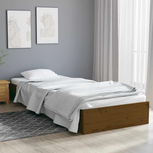 vidaXL Posteľný rám medový drevený masív 75x190cm malé jednolôžko