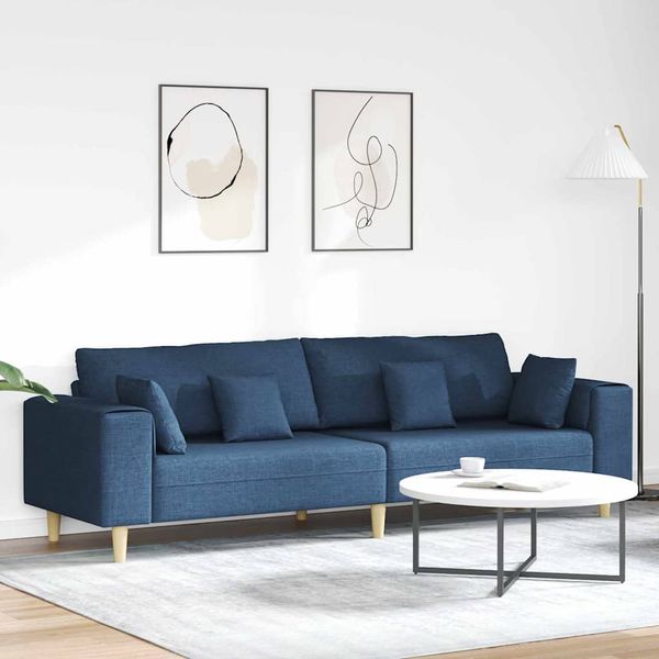 vidaXL Pohovka s vankúšom Modrá 250 x 77 x 76 cm látka