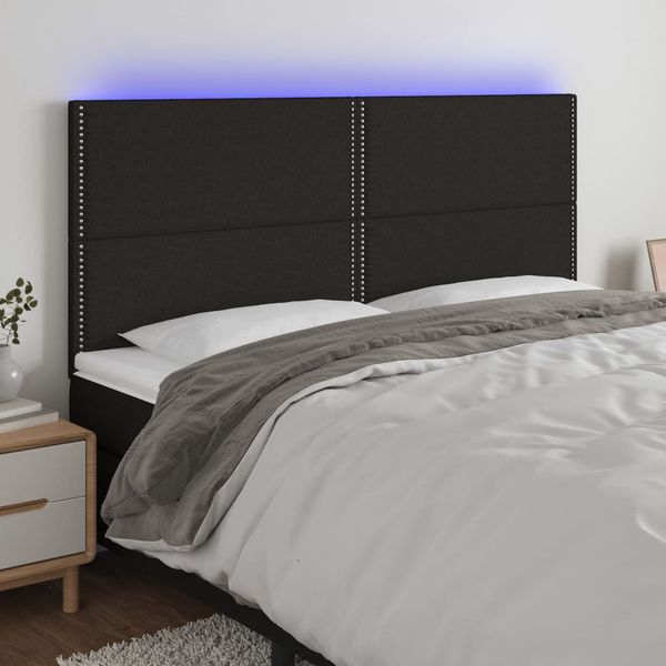 vidaXL Čelo postele s LED čierne 160x5x118/128 cm látka