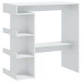 vidaXL Barový stôl s úložným regálom vysoký lesk biely 100x50x101,5 cm