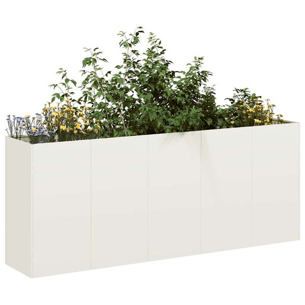 VidaXL kvetináč Biely 200x40x80 cm Oceľ valcovaná za studena