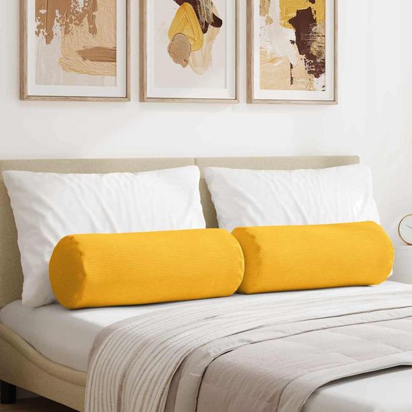 vidaXL Podložkové vankúše 2 pcs Svetložltá Ø 25 x 70 cm