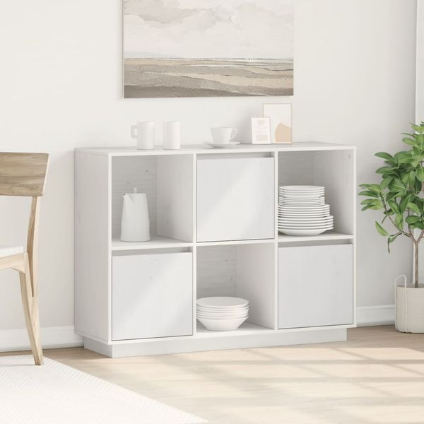 vidaXL Komoda biela 110,5x35x80 cm borovicový masív