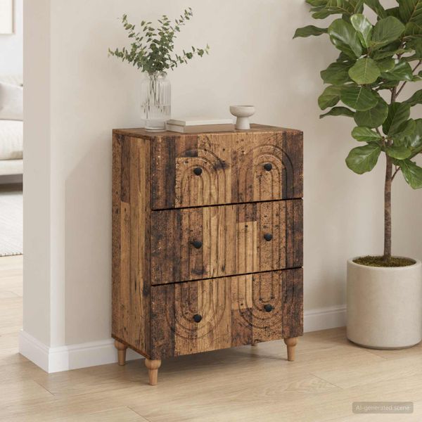 vidaXL Zásuvkový kabinet Staré drevo 66 x 34,5 x 90 cm