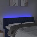 vidaXL Čelo postele s LED modré 163x16x78/88 cm látka