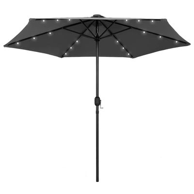 vidaXL Záhradný slnečník s LED, hliníková tyč 270 cm, antracitový