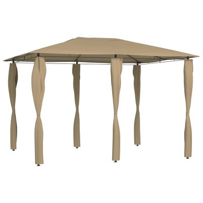 vidaXL Altánok s poťahmi na stĺpiky 3x4x2,6 m, sivohnedý 160 g/m²