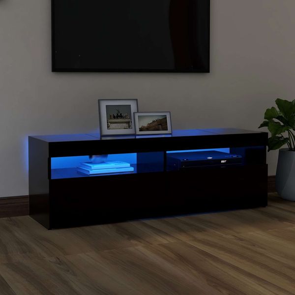 vidaXL TV skrinka s LED svetlami čierna 120x35x40 cm