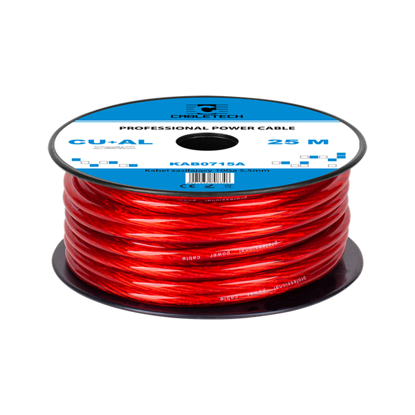 Auto kábel 10Ga OD5,5mm CU+AL 25m Cabletech KAB0715A červený