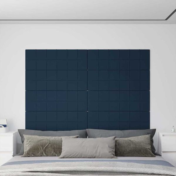 vidaXL Nástenné panely 12 ks modré 90x30 cm zamat 3,24 m²
