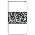 vidaXL Sprchová zástena z ESG skla s dizajnom kameňov 115x195cm čierna