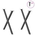 vidaXL Nohy k jedálenskému stolu v tvare X, 2 ks, antracitové, 70 x (72-73) cm, oceľ