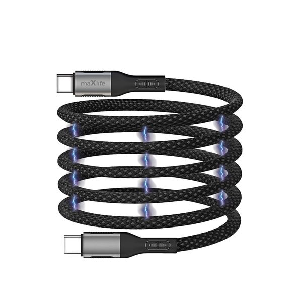 Maxlife MXUC-11 magnetický kábel USB-C - USB-C 1,0 m 100W, nylon, čierna (OEM0101402)
