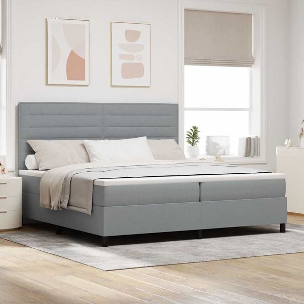 vidaXL Posteľ s pružinovým rámom Svetlosivá 200 x 200 cm látka