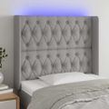 vidaXL Čelo postele s LED bledosivé 103x16x118/128 cm látka